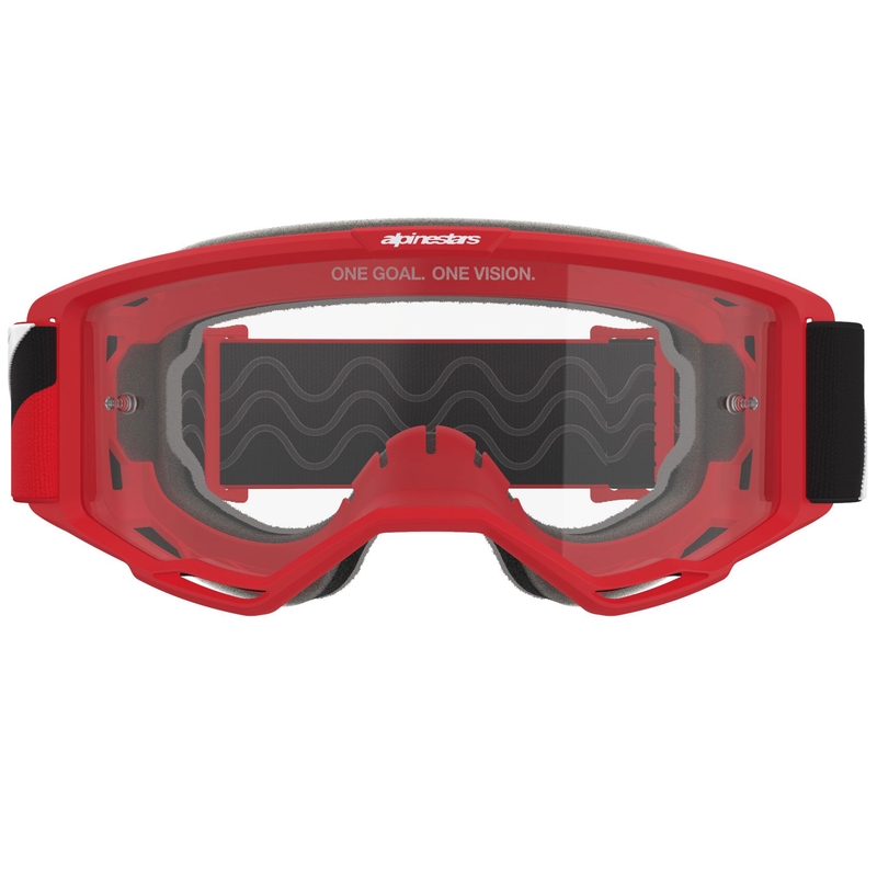 Alpinestars Vision OTG motokrossz szemüveg piros-fekete-fehér átlátszó plexivel