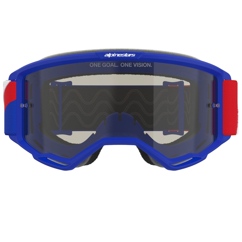 Alpinestars Vision Sand motokrossz szemüveg kék-piros-fehér sötét füstös plexivel
