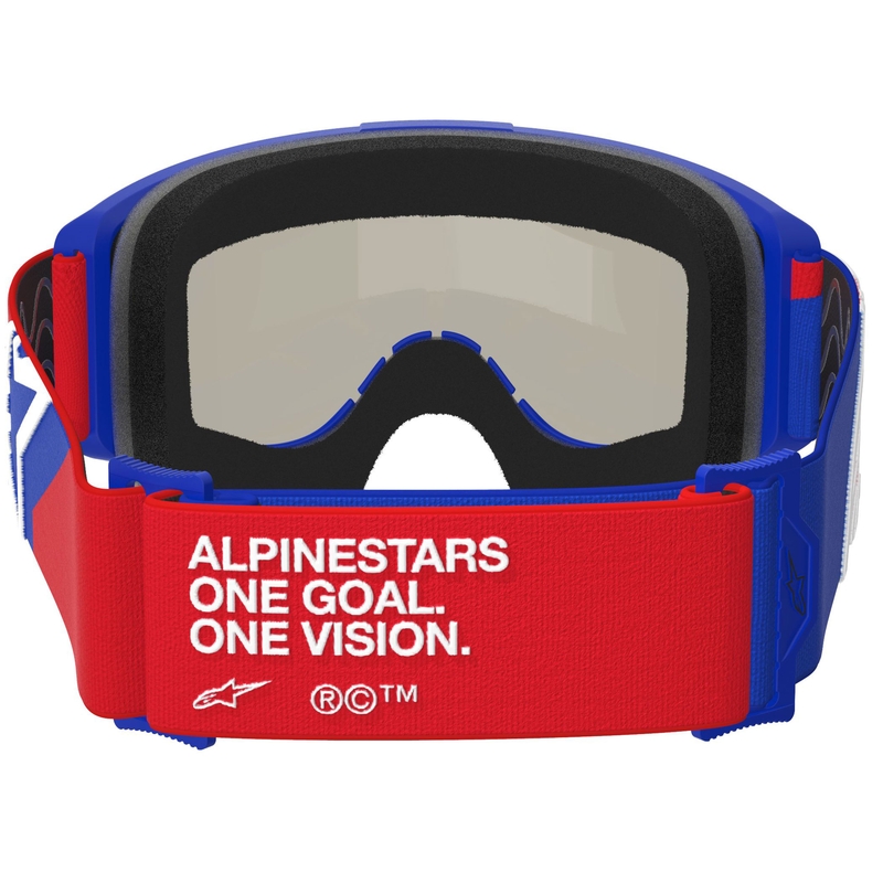 Alpinestars Vision Sand motokrossz szemüveg kék-piros-fehér sötét füstös plexivel