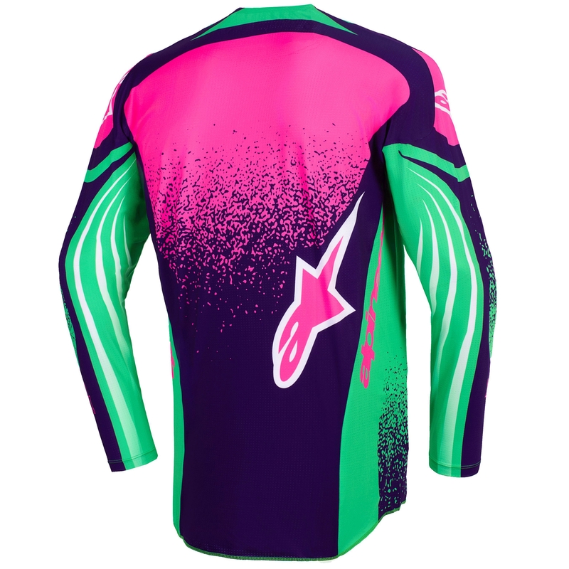 Alpinestars Techstar Nomur motocross mez sötétlila-zöld-fluo rózsaszín