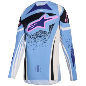 Dámský motokrosový dres Alpinestars Stella Techstar Nomur světlo modro-bílo offwite-černo-růžový