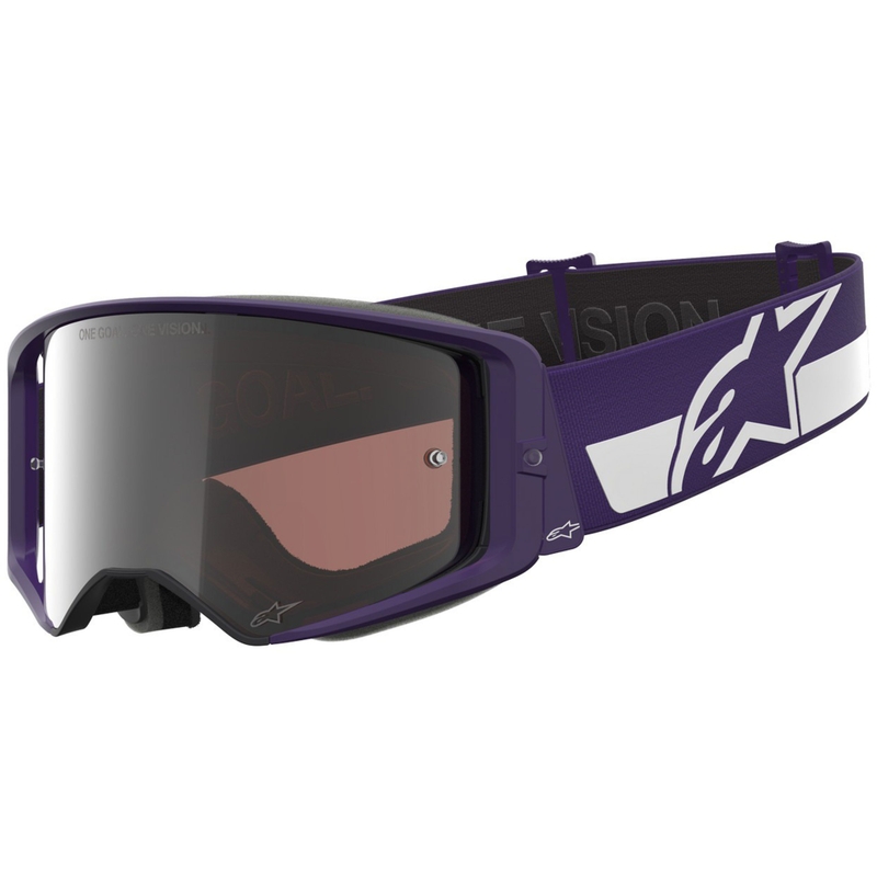 Alpinestars Supertech Vision Hunta96 XXV motokrossz szemüveg lila-fehér tükör ezüst plexivel