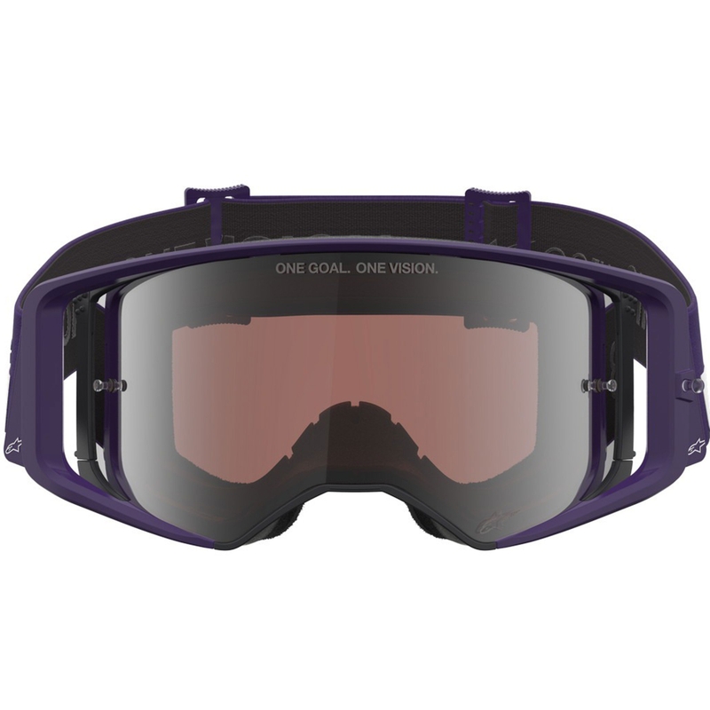 Alpinestars Supertech Vision Hunta96 XXV motokrossz szemüveg lila-fehér tükör ezüst plexivel