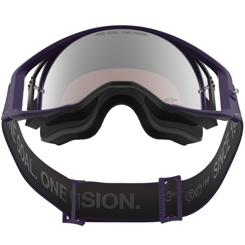 Alpinestars Supertech Vision Hunta96 XXV motokrossz szemüveg lila-fehér tükör ezüst plexivel