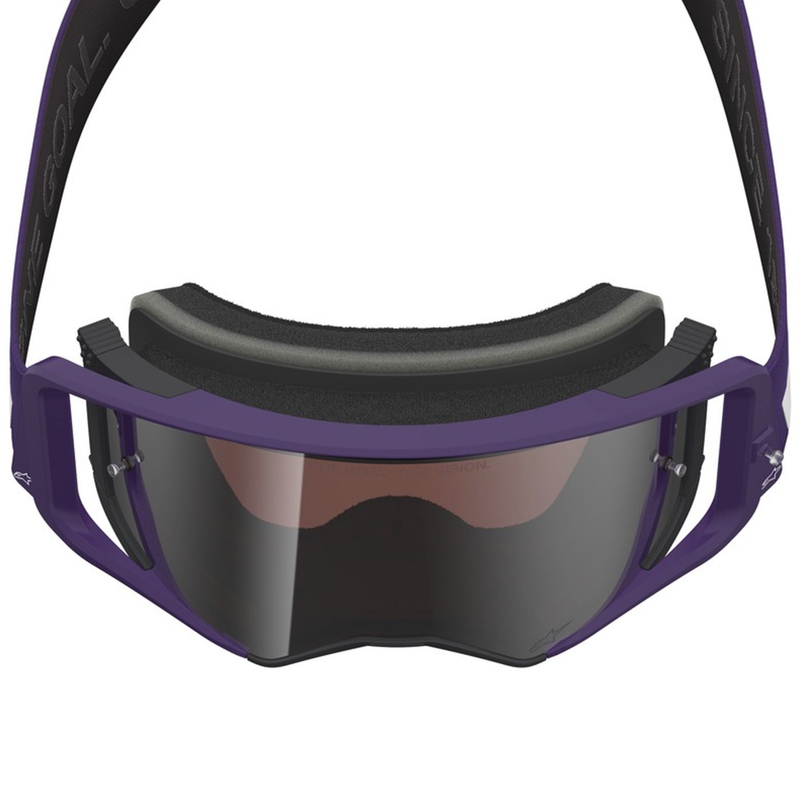 Alpinestars Supertech Vision Hunta96 XXV motokrossz szemüveg lila-fehér tükör ezüst plexivel