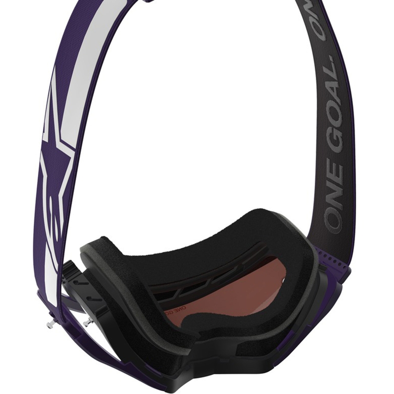 Alpinestars Supertech Vision Hunta96 XXV motokrossz szemüveg lila-fehér tükör ezüst plexivel