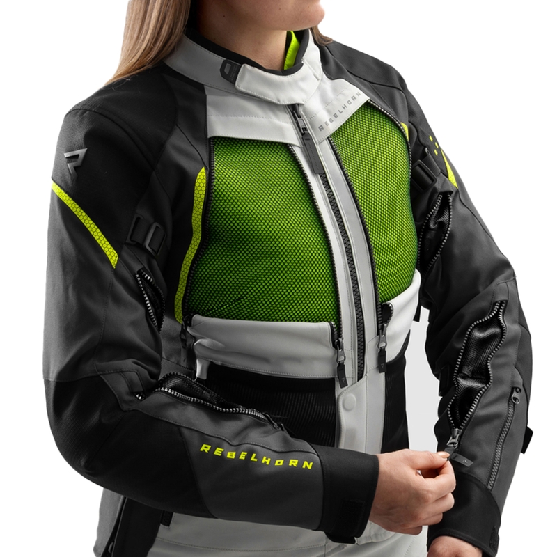 Rebelhorn Hardy 3.0 női motoros kabát fekete-szürke-fluo sárga
