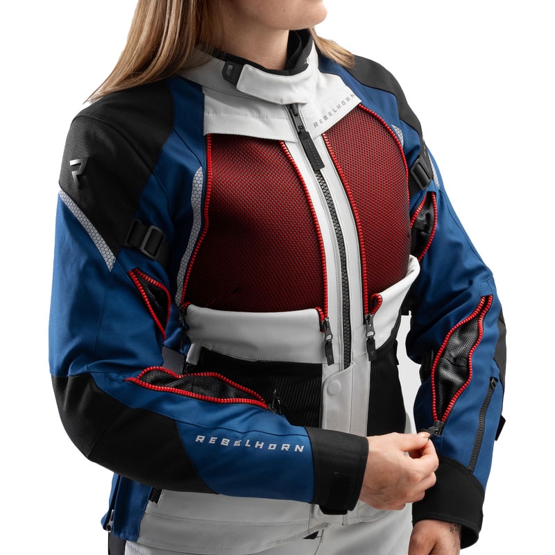 Rebelhorn Hardy 3.0 női motoros kabát kék-szürke-piros