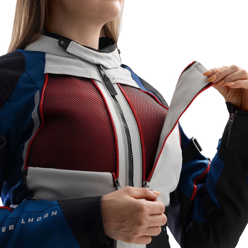 Rebelhorn Hardy 3.0 női motoros kabát kék-szürke-piros