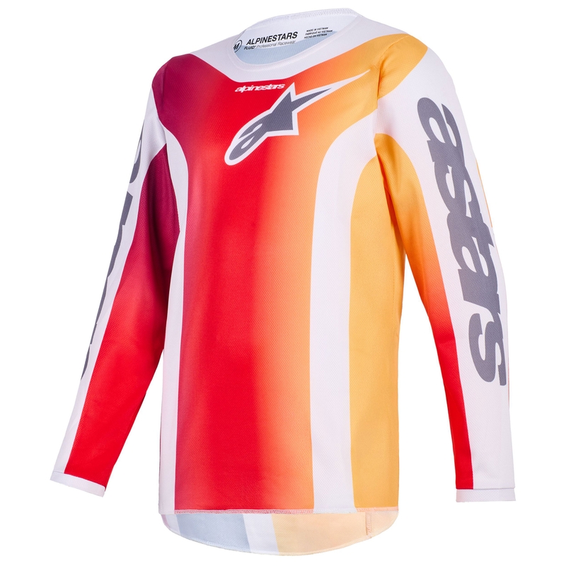 Alpinestars Fluid Portl gyerek motokrossz mez piros-narancssárga-világosszürke