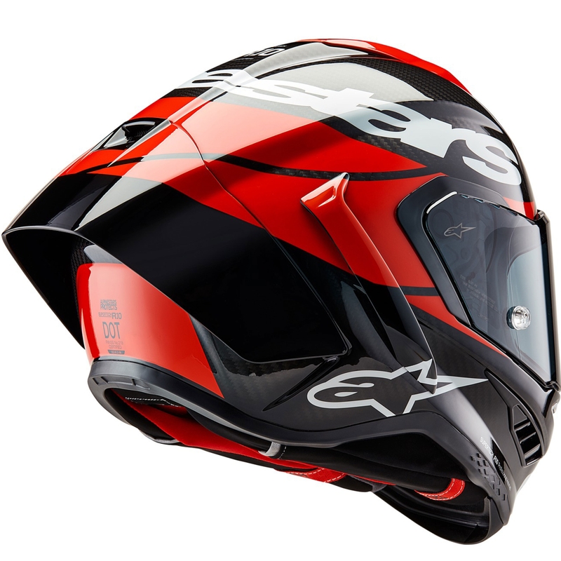 Alpinestars Supertech R-10 Element carbon zárt bukósisak fluo piros-fehér