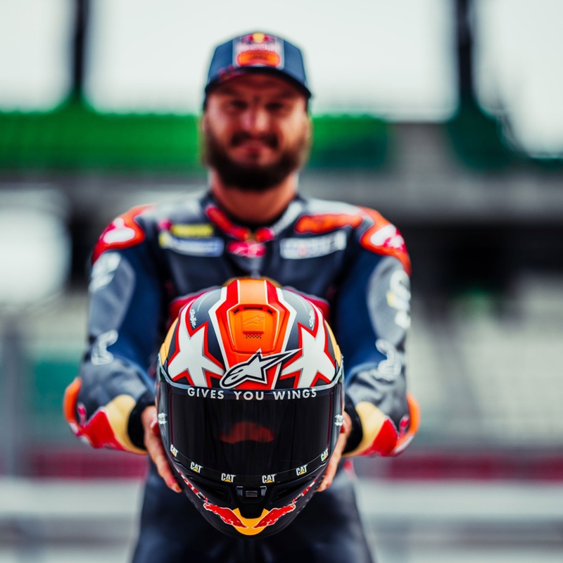 Alpinestars Supertech R-10 Element carbon zárt bukósisak fluo piros-fehér