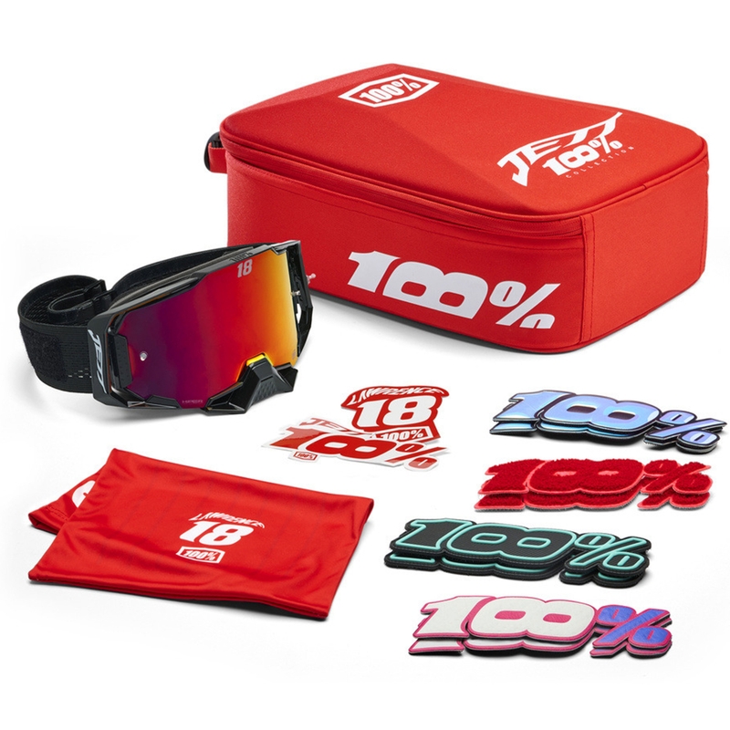 100% Armega Hiper Jett Special motokrossz szemüveg piros plexivel