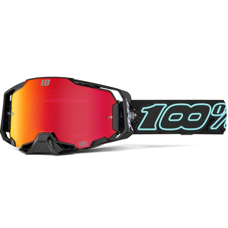 100% Armega Hiper Jett Special motokrossz szemüveg piros plexivel
