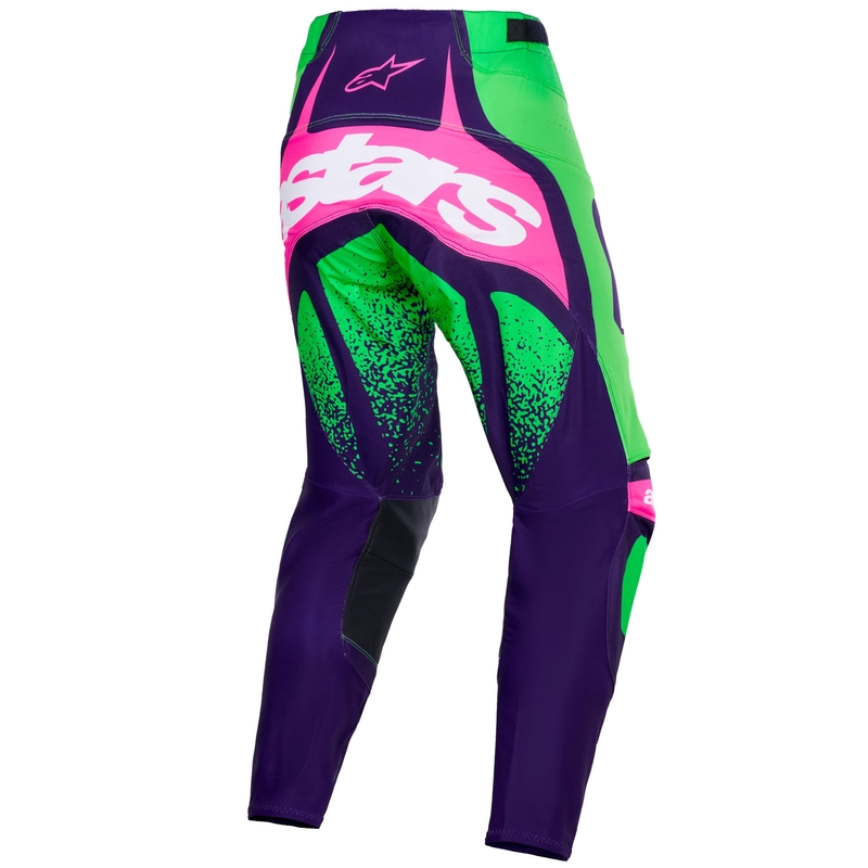 Alpinestars Techstar Nomur motokrossz nadrág sötét lila-zöld-fluo rózsaszín