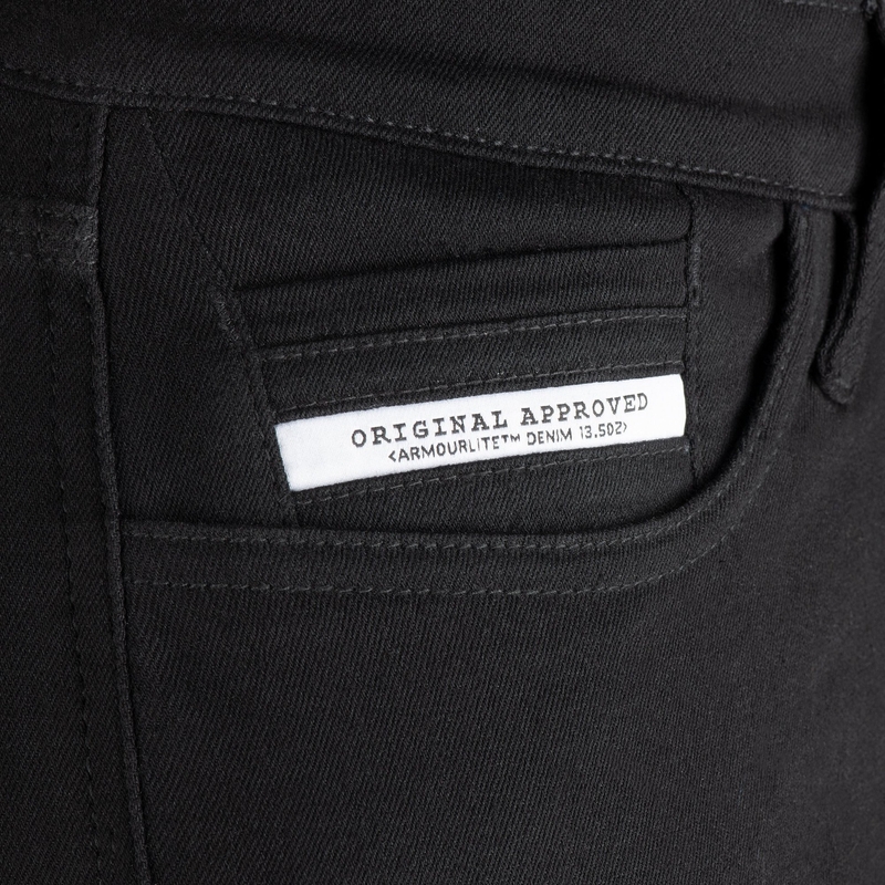 OXFORD ORIGINAL APPROVED SUPER STRETCH JEANS AA SLIM FIT rövidített motoros farmernadrág fekete