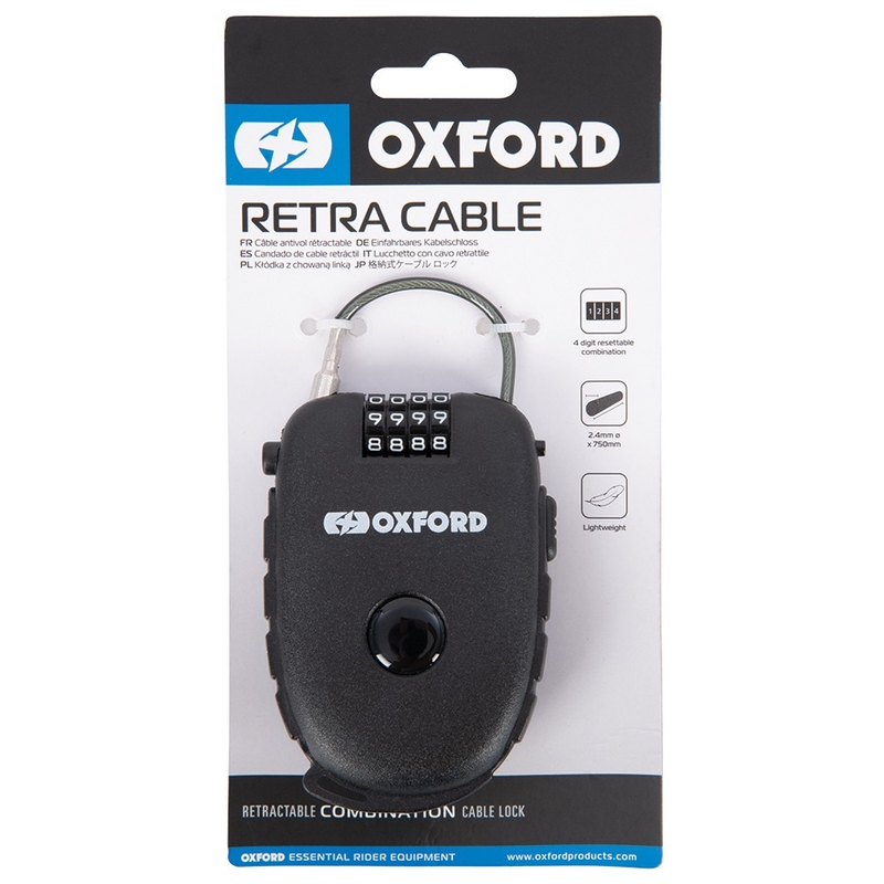 Oxford Retractable Combination Lock behúzható zsinóros zár fekete