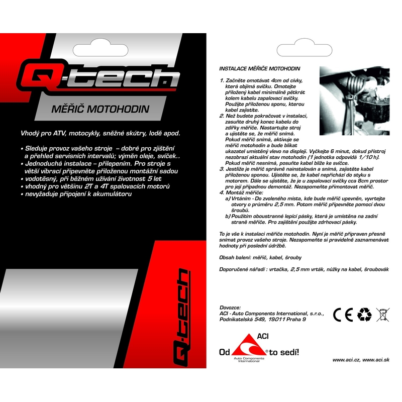 Q-TECH motoridő-mérő narancssárga