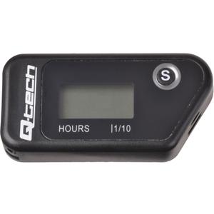 Q-TECH motoridő-mérő vezeték nélküli, nullázható számlálóval fekete