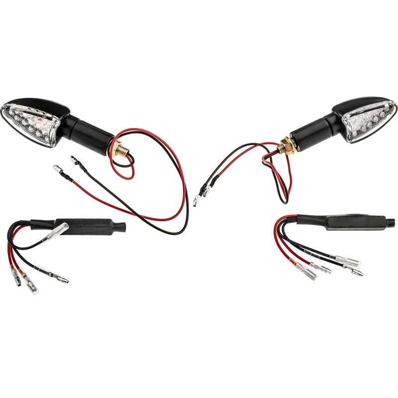 Oxford LED Arrow irányjelzők hosszú, átlátszó üveggel és fekete burkolattal