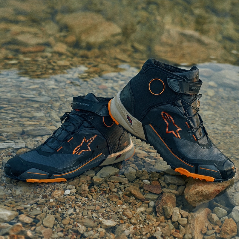 Alpinestars CR-X Drystar motoros cipő fekete-barna-narancssárga