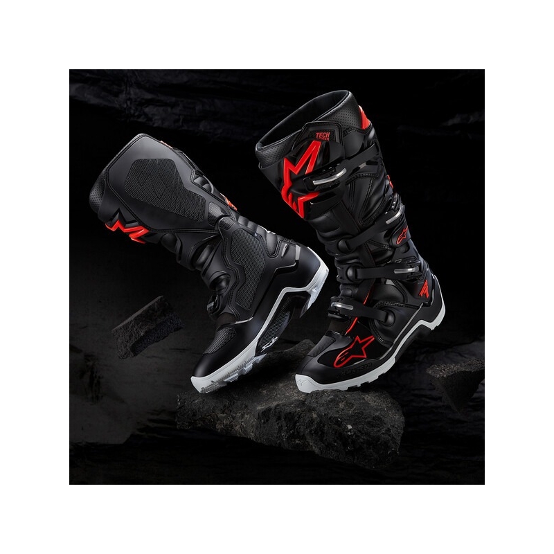 Alpinestars Tech 7 Enduro motokrossz csizma-fluo piros-fehér