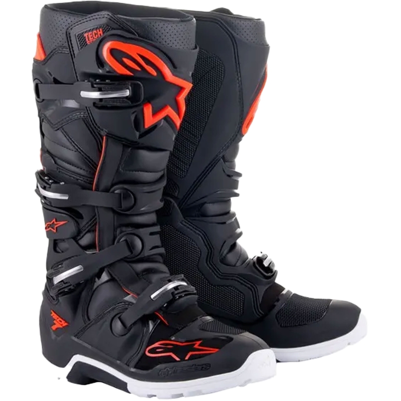 Alpinestars Tech 7 Enduro motokrossz csizma-fluo piros-fehér