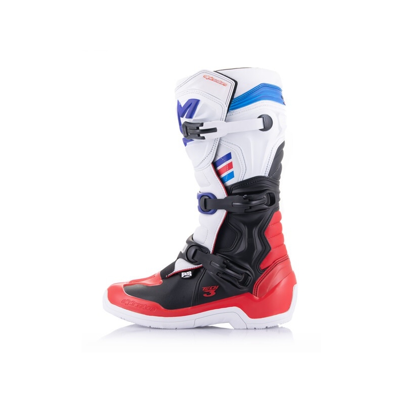 Alpinestars TECH 3 motokrossz csizma fehér-fekete-kék-piros
