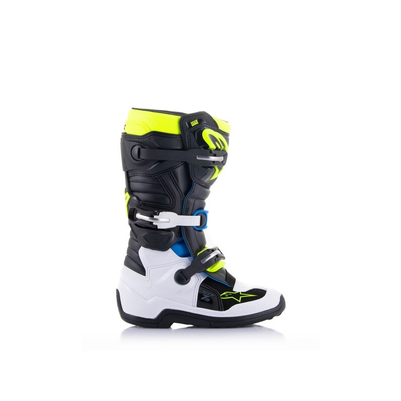 Alpinestars TECH 7 S gyerek motocrossz csizma fekete-fehér-fluo sárga-kék