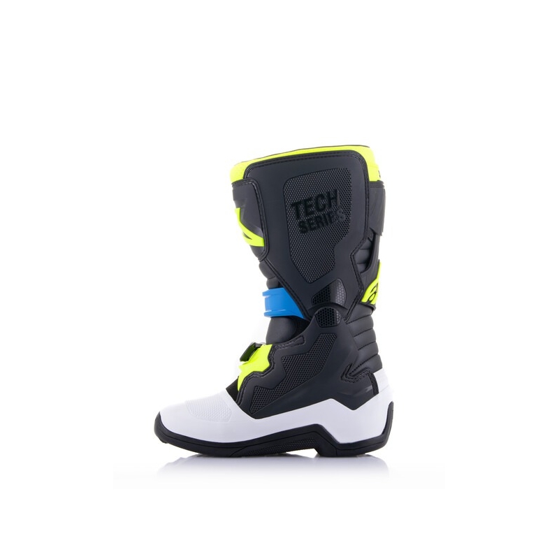 Alpinestars TECH 7 S gyerek motocrossz csizma fekete-fehér-fluo sárga-kék