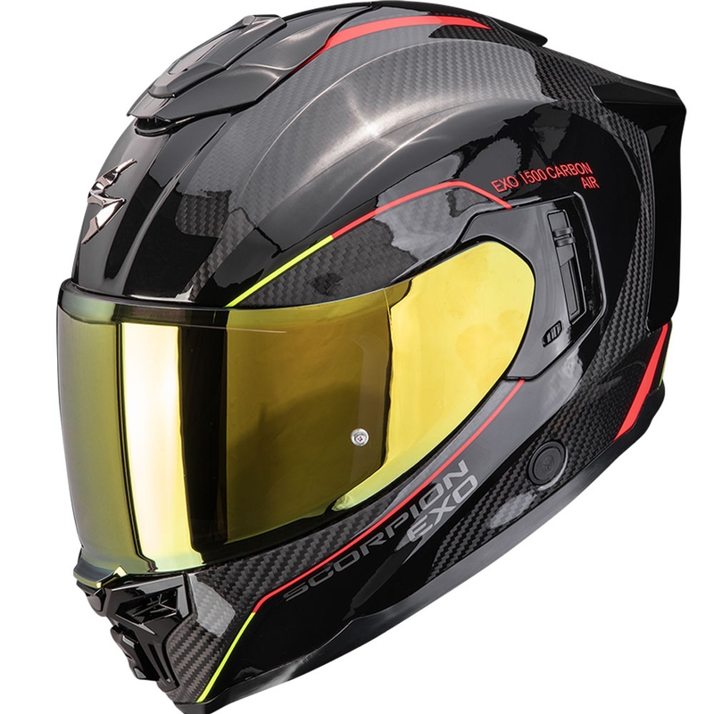 Scorpion EXO-1500 Carbon Air Mundi zárt motoros bukósisak fekete-piros-sárga