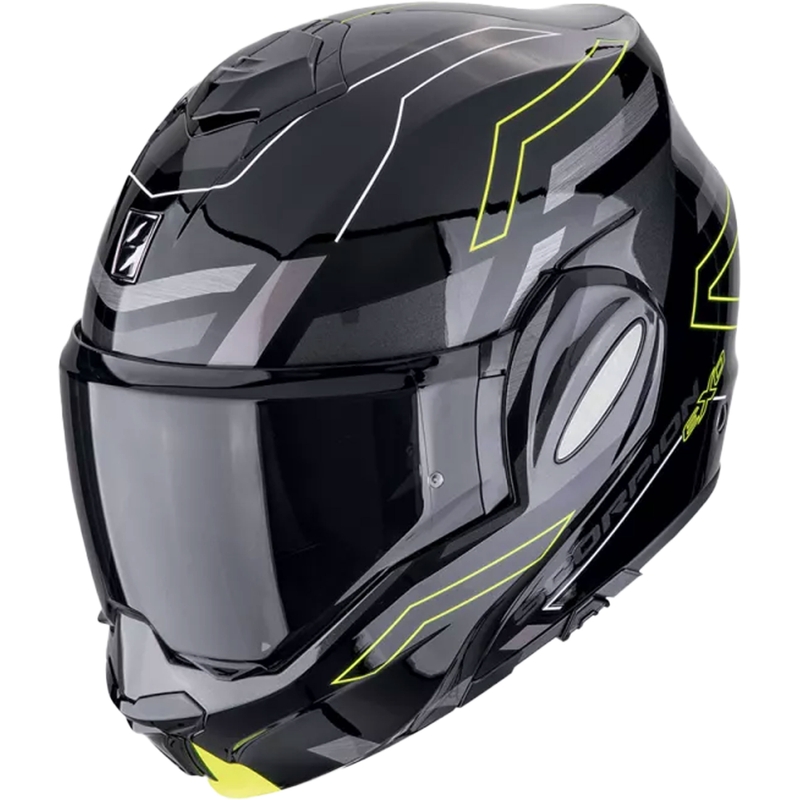 Scorpion EXO-TECH EVO CONQUER felhajtható motorkerékpár sisak fekete-fluo sárga