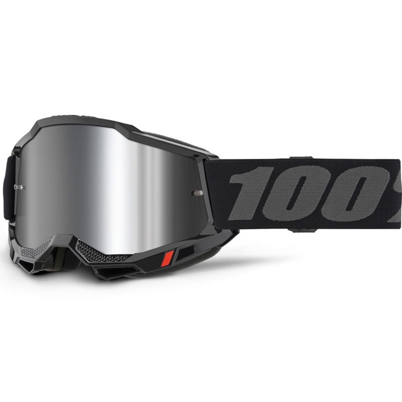 100% Accuri 2 motocrossz szemüveg fekete, ezüst plexivel
