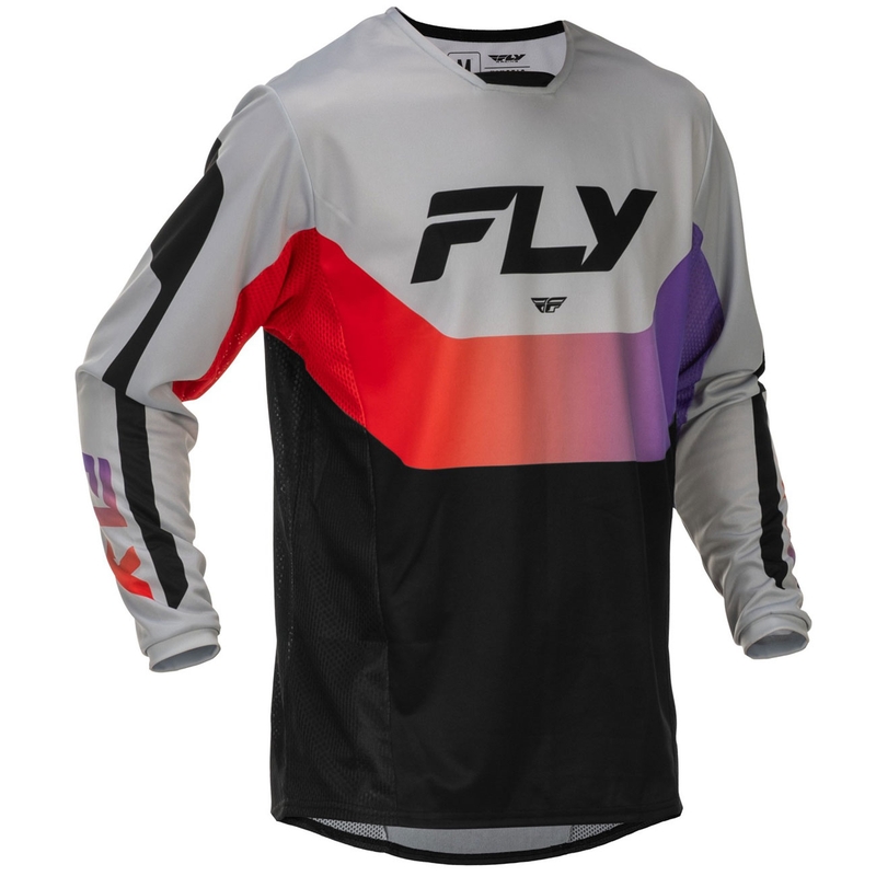 FLY Racing Kinetic USA motokrossz mez szürke-piros-lila-fekete