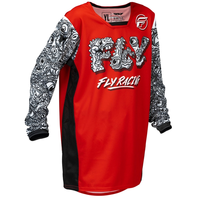 FLY Racing KINETIC MUTANT gyerek motokrossz mez piros-fehér-fekete