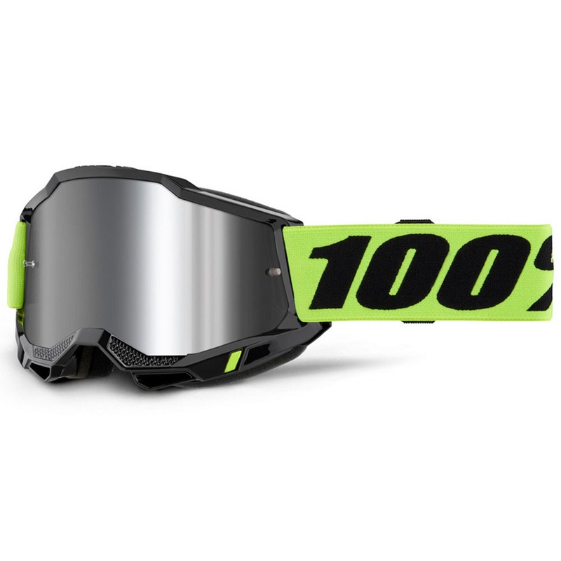 100% ACCURI 2 motokrossz szemüveg fluo sárga ezüst plexivel