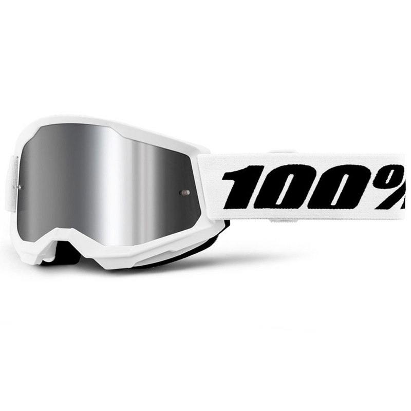 100% STRATA 2 gyerek motokrossz szemüveg fehér, ezüst plexivel