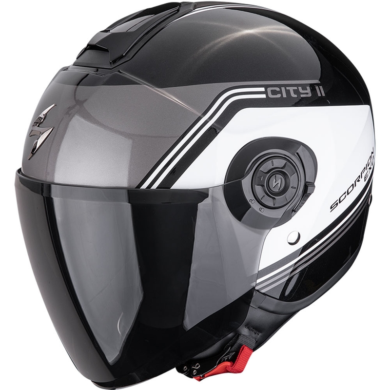 Scorpion EXO-CITY II Vita nyitott motoros sisak metál fekete-fehér