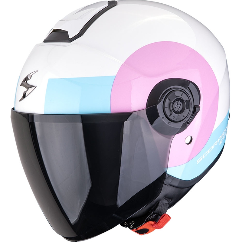 Scorpion EXO-CITY II Sheer nyitott motoros bukósisak fehér-rózsaszín-világoskék