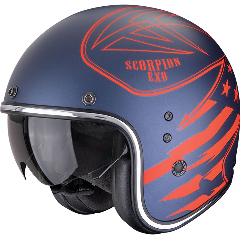 Scorpion Belfast Dawg nyitott motoros bukósisak matt kék-piros