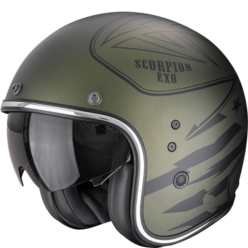 Scorpion Belfast Dawg nyitott motoros bukósisak matt zöld