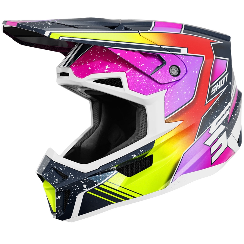 Shot Lite Racing motokrossz bukósisak gyöngyházkék–fluo sárga
