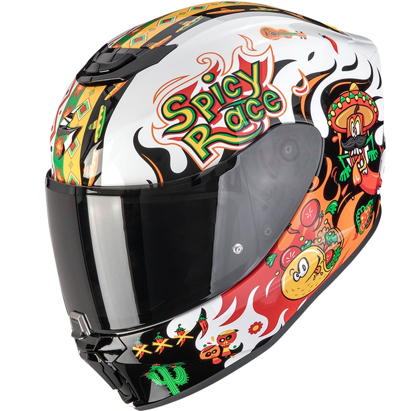 Scorpion EXO-JNR Air Yucatan gyerek motoros bukósisak fehér-narancssárga-fekete