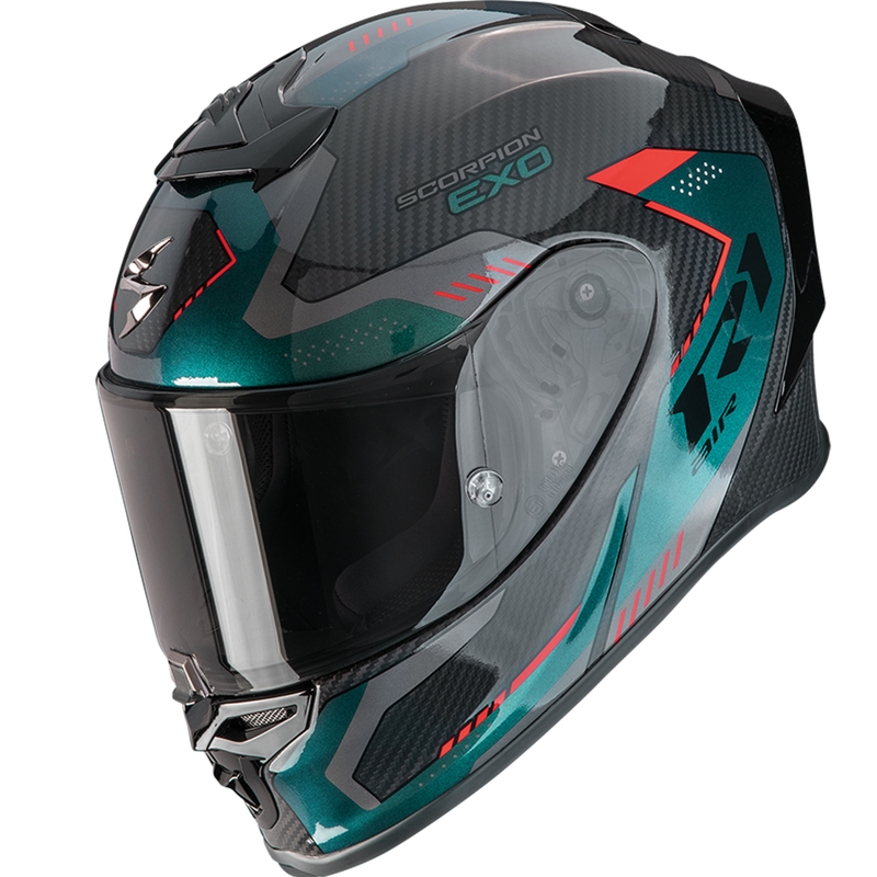 Scorpion EXO-R1 EVO II Carbon Air Propel zárt motoros bukósisak fekete-zöld
