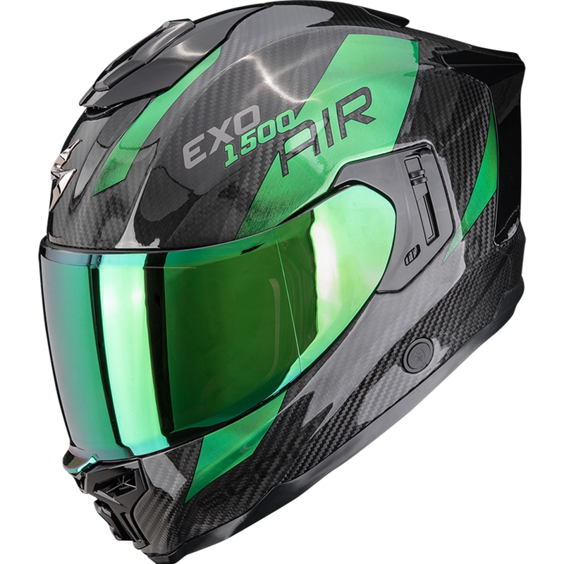Scorpion EXO-1500 Carbon Air Platted zárt motoros bukósisak fekete-zöld
