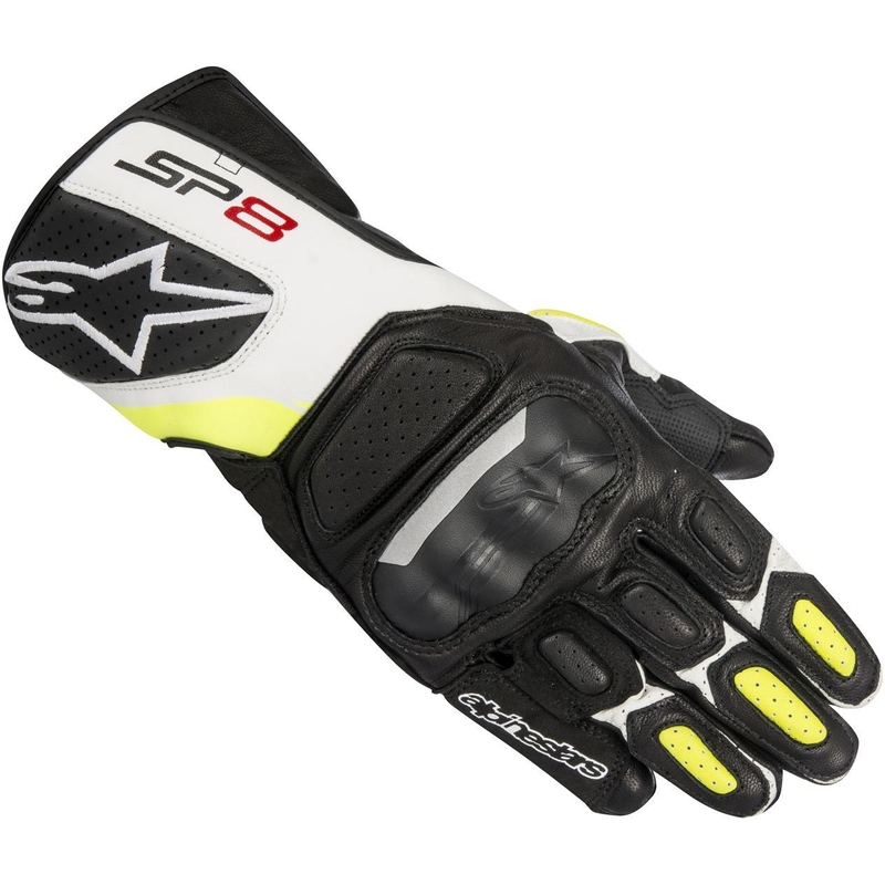 Alpinestars SP-8 motorkerékpár kesztyűk fekete-fehér-sárga