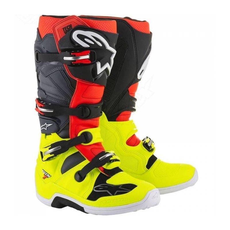 Alpinestars Tech 7 motorkerékpár csizma piros-fluo sárga
