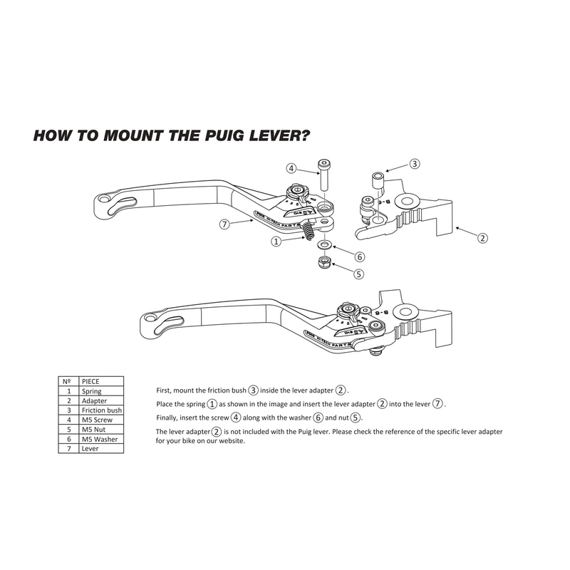 Clutch lever without adapter PUIG 4.0 rövid black/black
