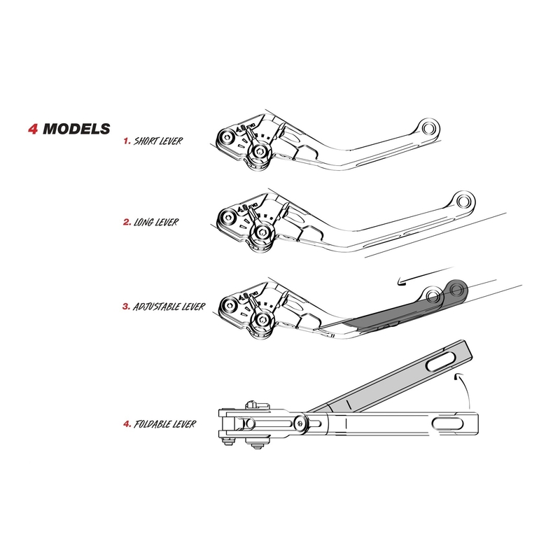 Clutch lever without adapter PUIG 4.0 extendable folding fekete/piros