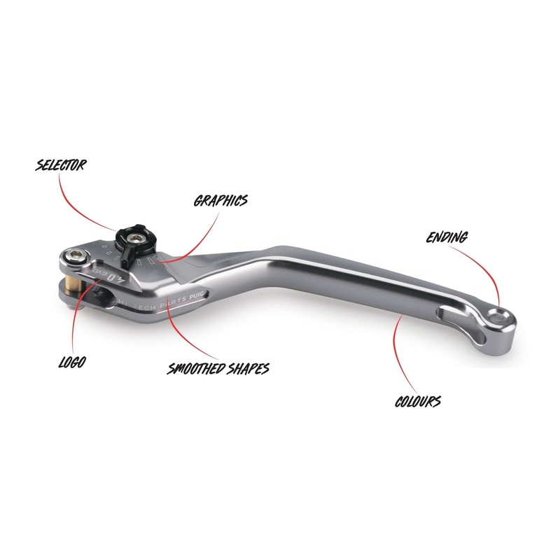Clutch lever without adapter PUIG 4.0 extendable folding fekete/piros